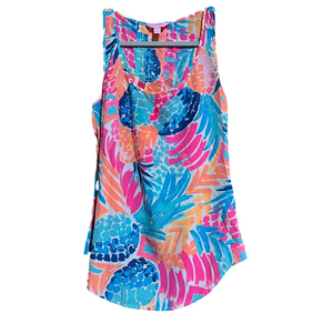 Lilly Pulitzer Alyssa Silk Tank Top Goombay Smashed Print Women’s Small EUC